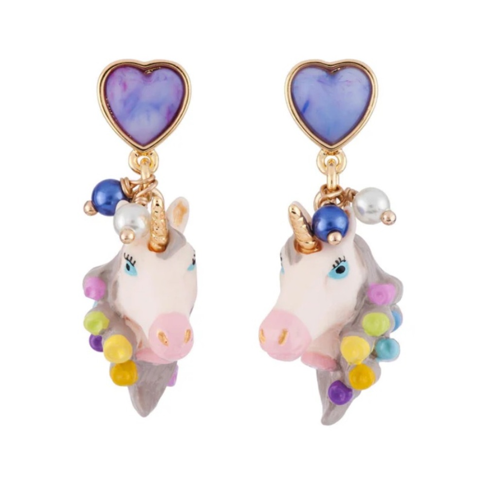Les Néréides Wonderful World unique unicorn hair curlers earrings NWOT